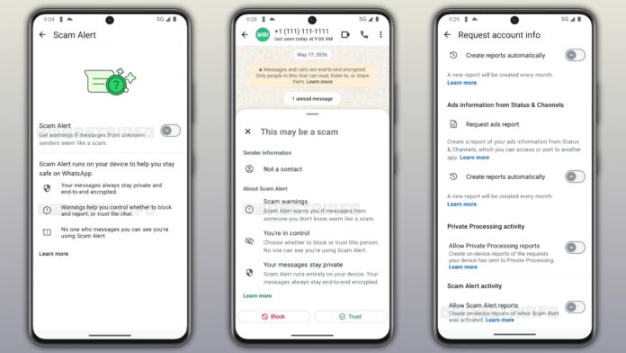 WhatsApp Scam Alert feature Android